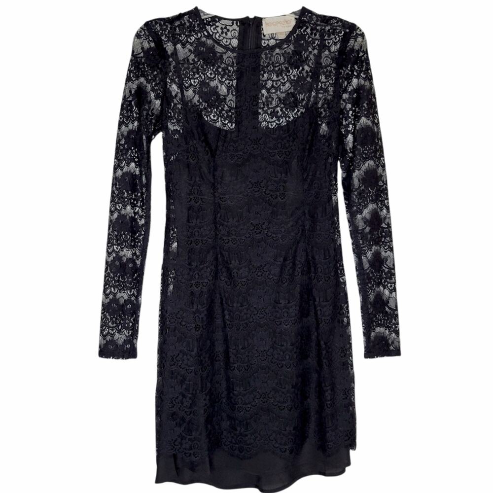Keepsake the Label Long Sleeve Lace Cocktail Dress Black Size X-Small